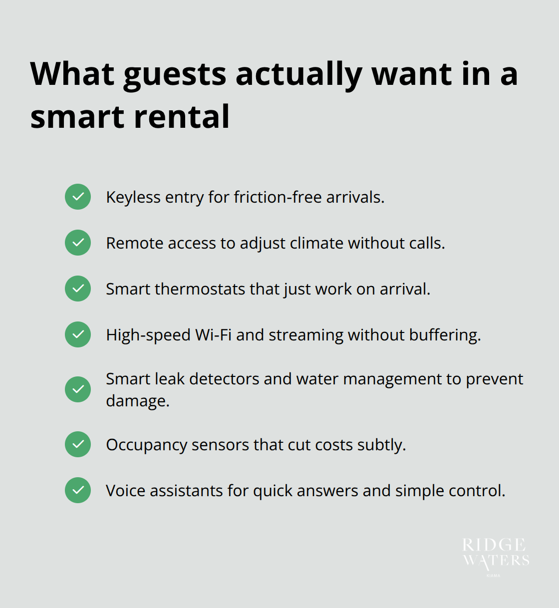 Checklist of smart features renters value in Kiama and across Australia