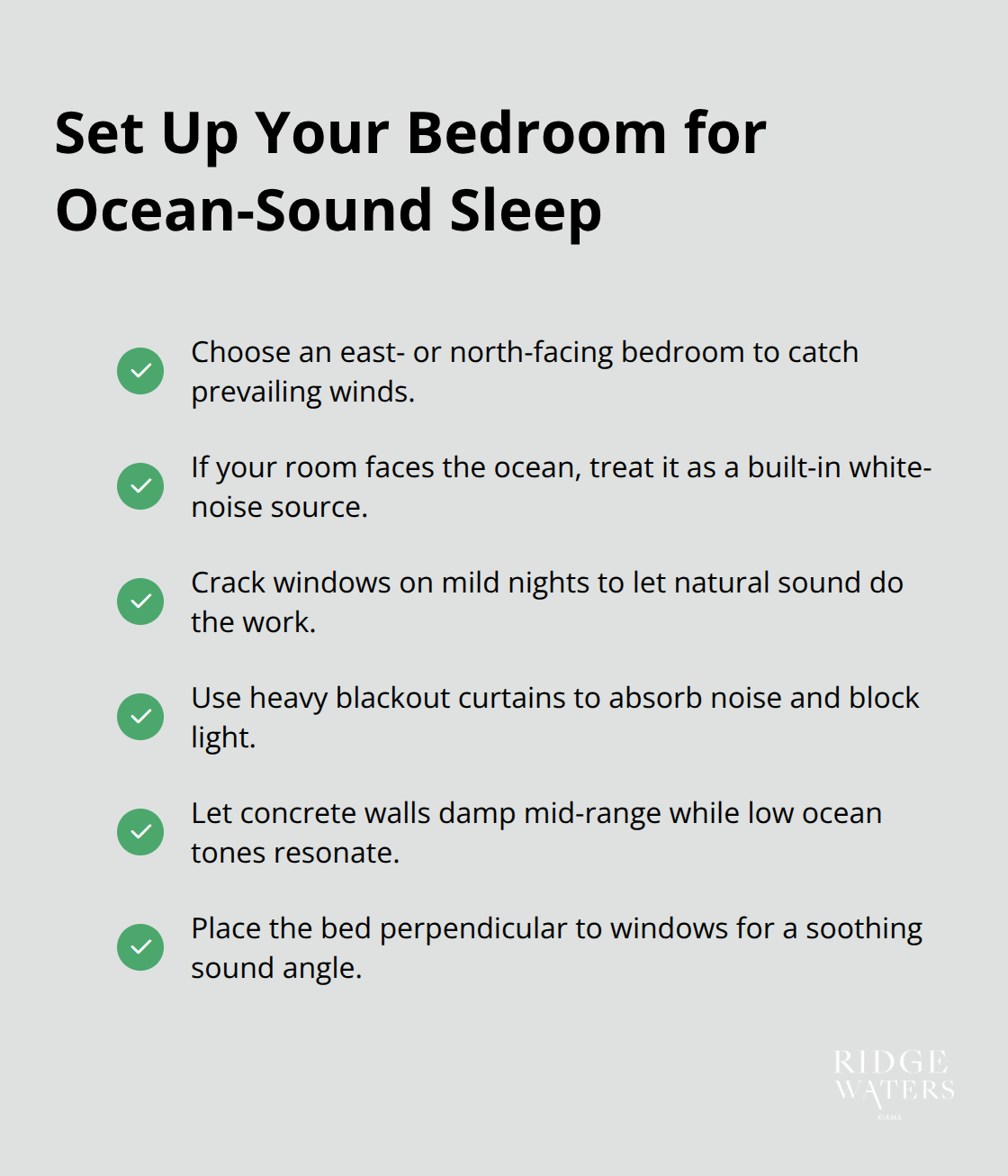 Checklisted tips to position your room for maximum coastal sound benefits - Coastal soundscapes