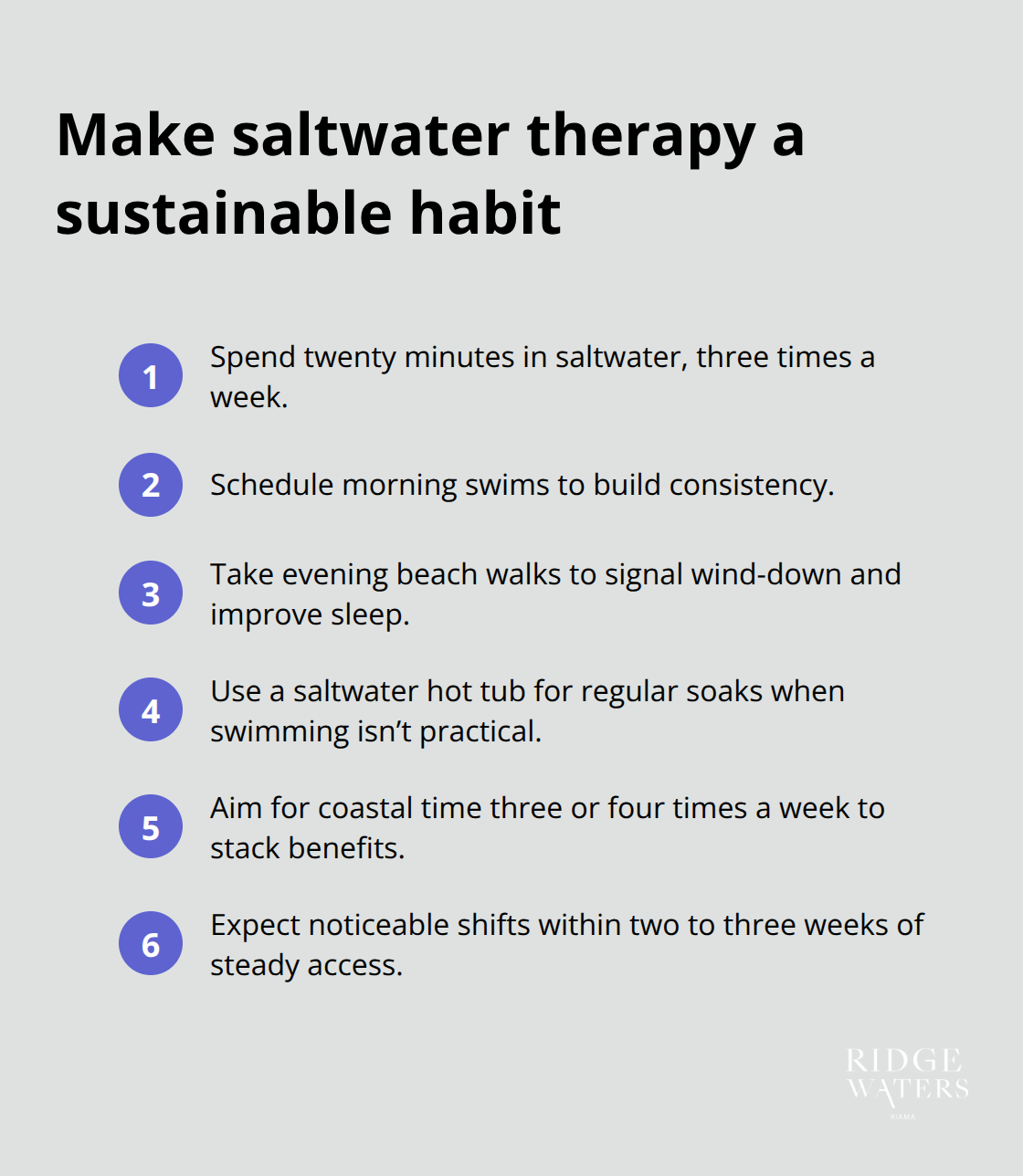 Actionable routine elements to integrate saltwater therapy into daily life. - Coastal wellness