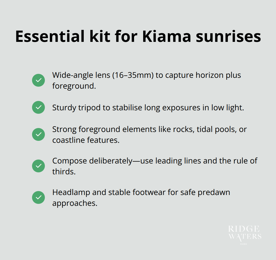 Checklist of essential gear and techniques for photographing Kiama sunrises - Kiama beaches