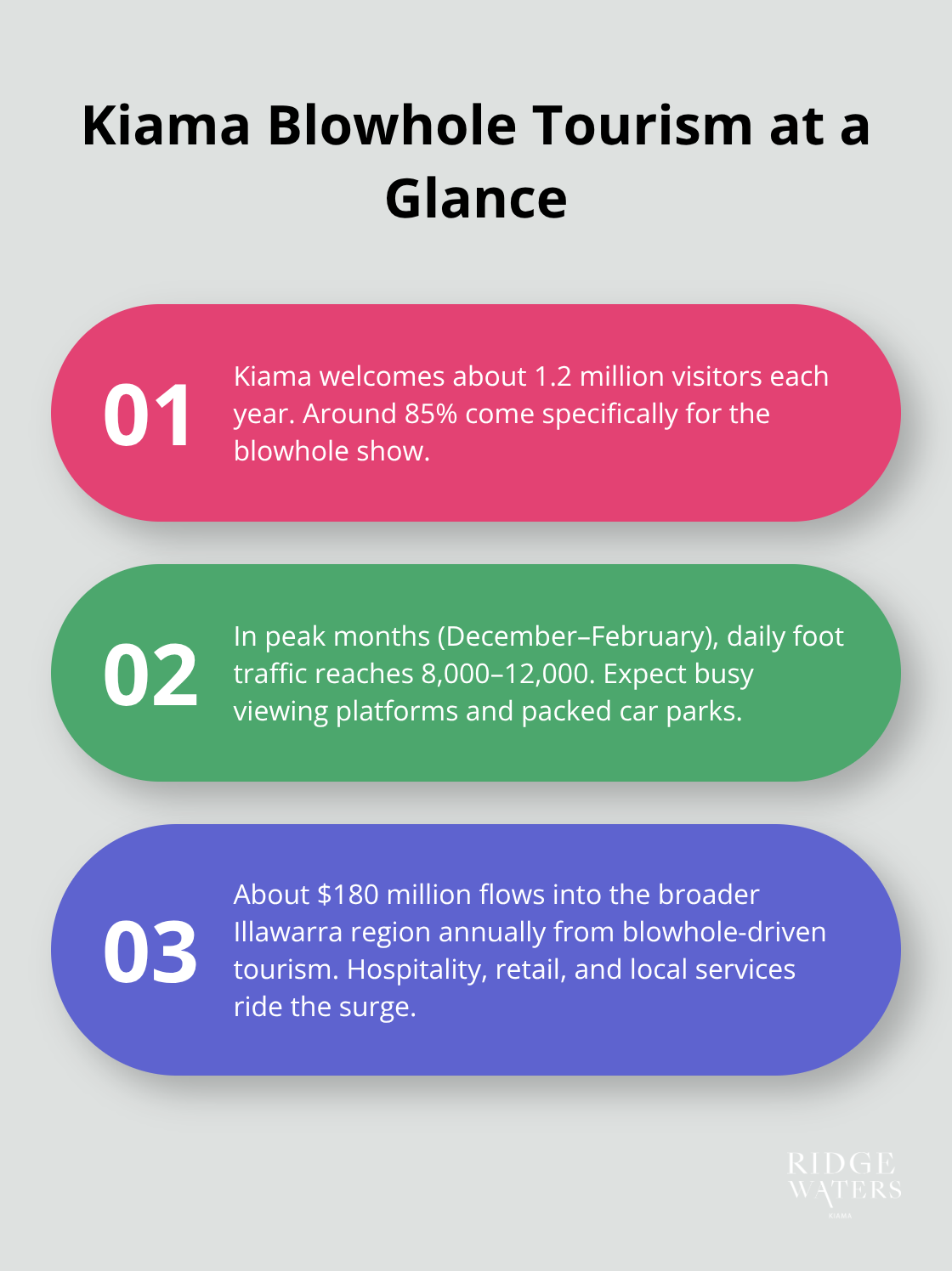 Three key facts about Kiama Blowhole visitation and regional impact. - Kiama blowholes