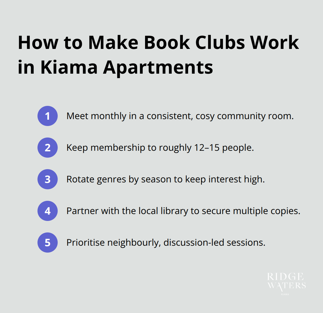 Five concise tips for running effective apartment book clubs in Kiama.