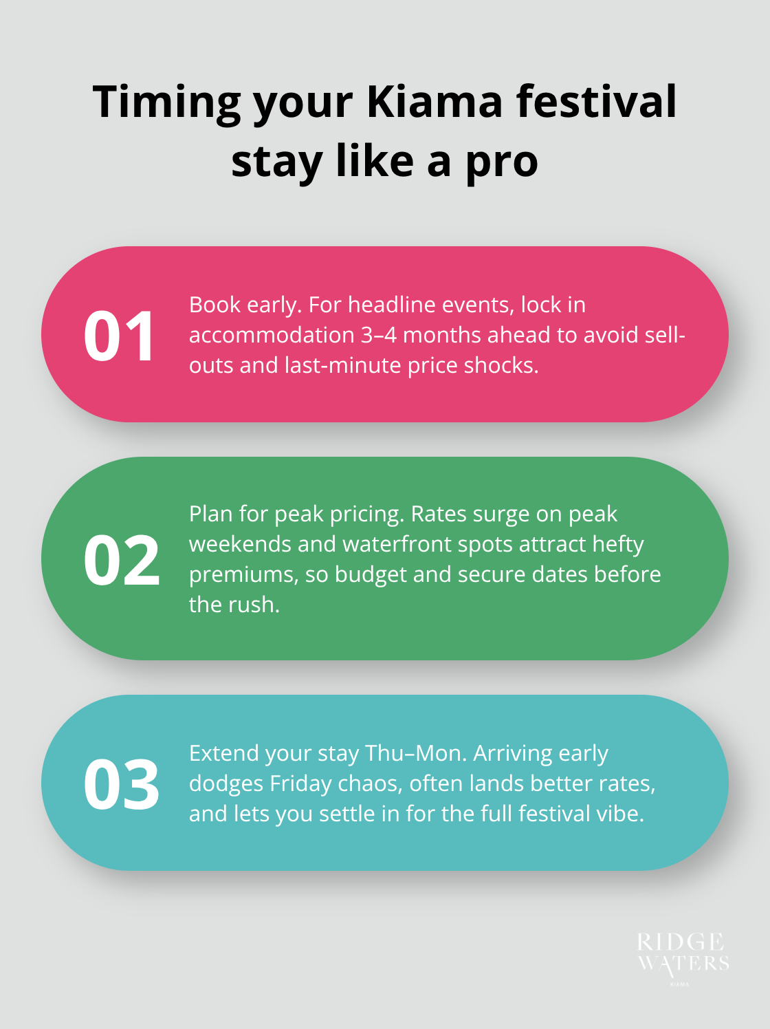 Three-step strategy for booking and timing a Kiama festival getaway - Kiama festivals