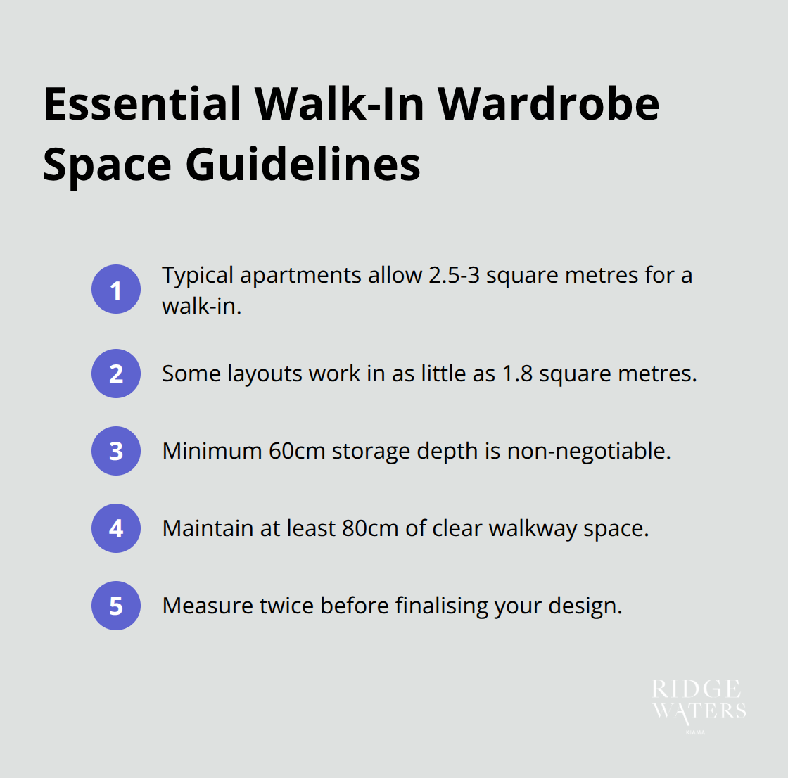 Key measurements for planning a walk-in wardrobe in Australian apartments - Luxury walk-in robes