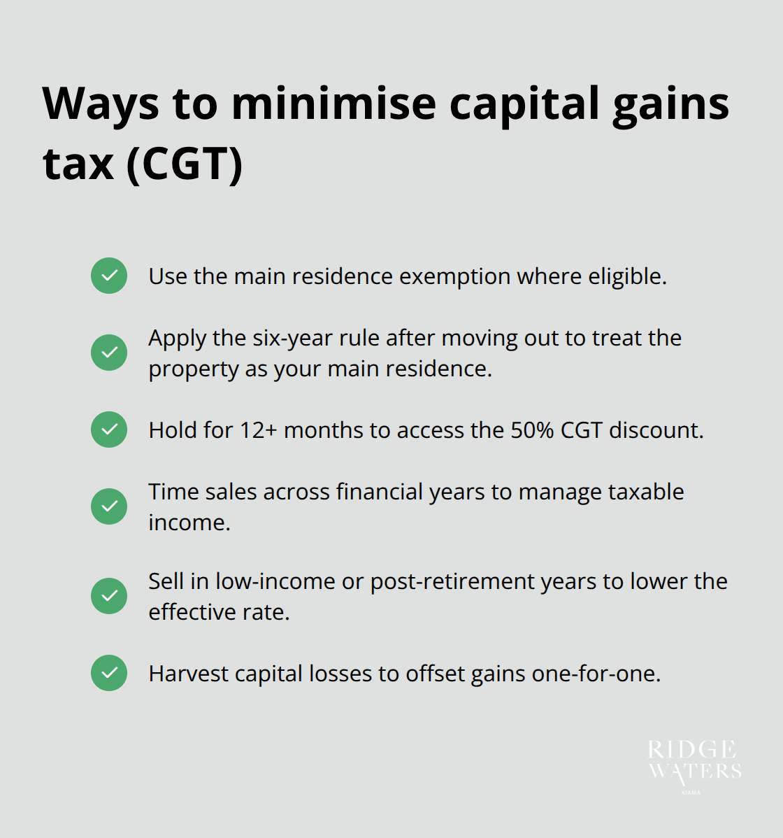 Checklist of CGT reduction strategies for Kiama property investors - Property taxes
