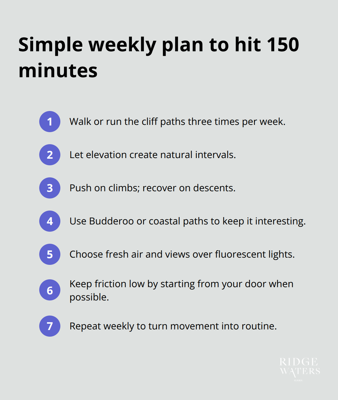 Practical steps to reach WHO’s 150 minutes using Kiama’s trails - Retirement fitness