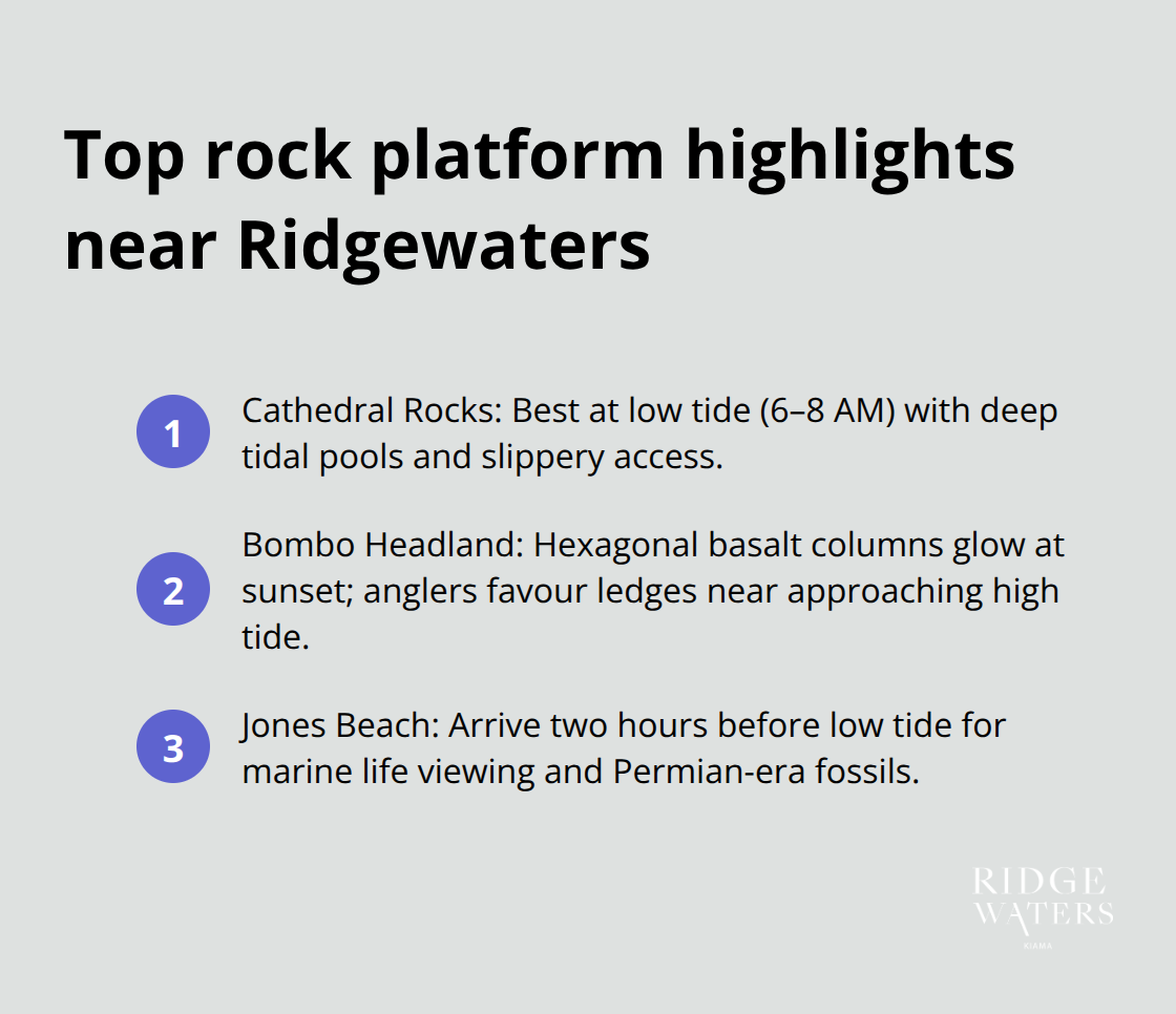 Compact list of standout experiences at Cathedral Rocks, Bombo Headland, and Jones Beach
