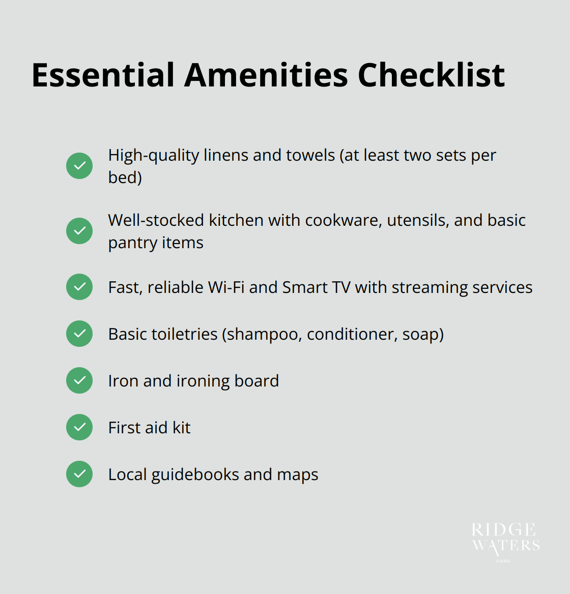 Checklist of essential amenities for a vacation rental in Kiama - Vacation homes