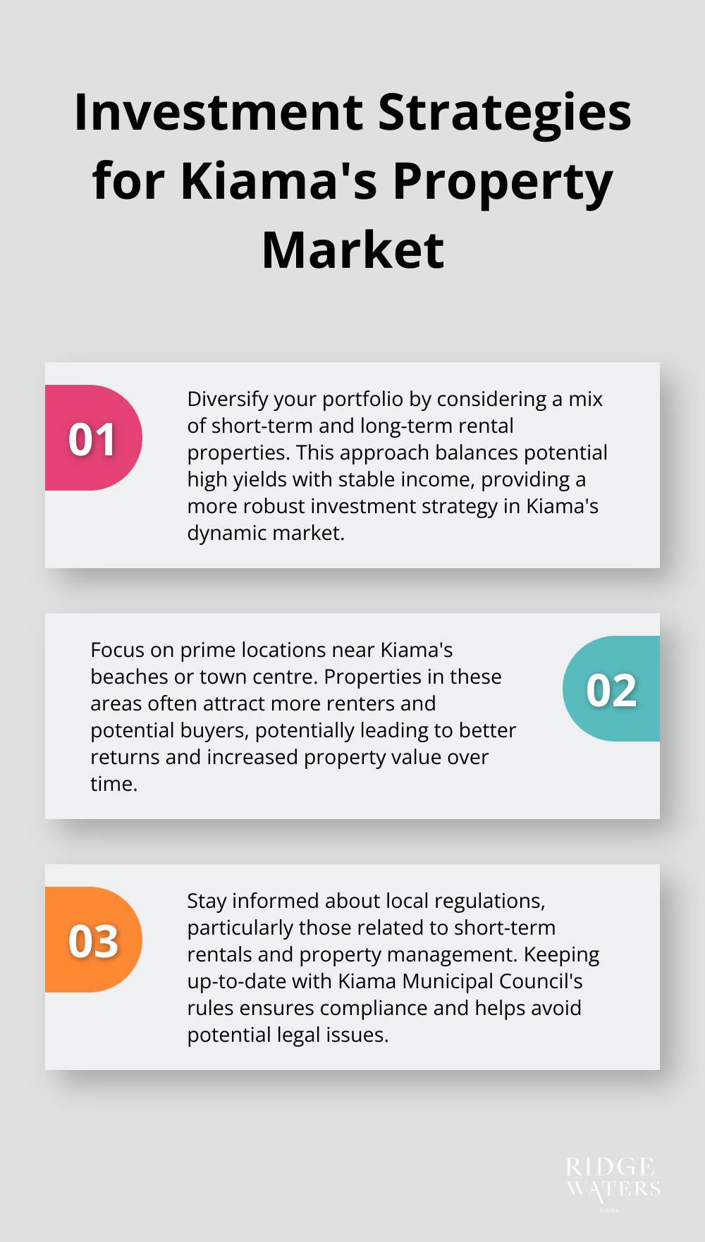 Five key investment strategies for Kiama's property market: diversify portfolio, focus on location, stay informed about regulations, consider property management services, and invest in property upgrades. - luxury accommodation in Kiama